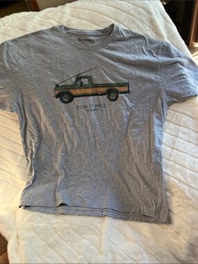 Simms Gray Tee with Green and Tan Truck Graphic